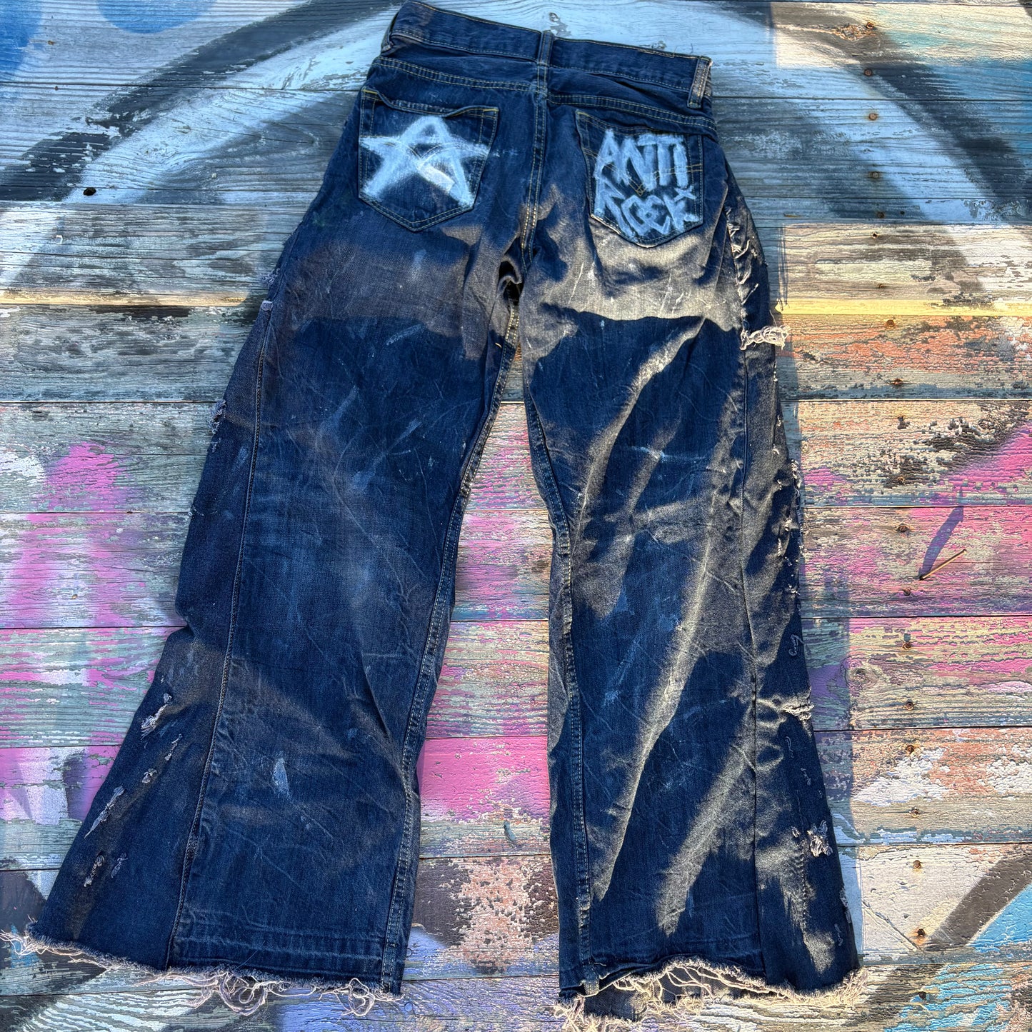 Distressed Denim Flares