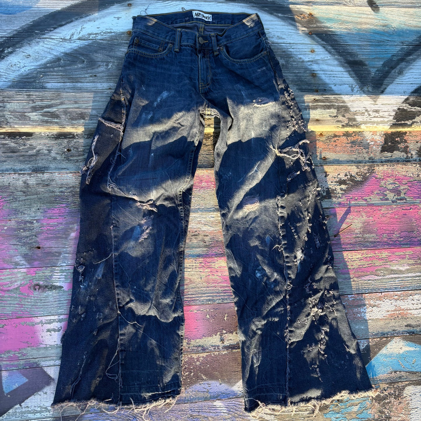 Distressed Denim Flares