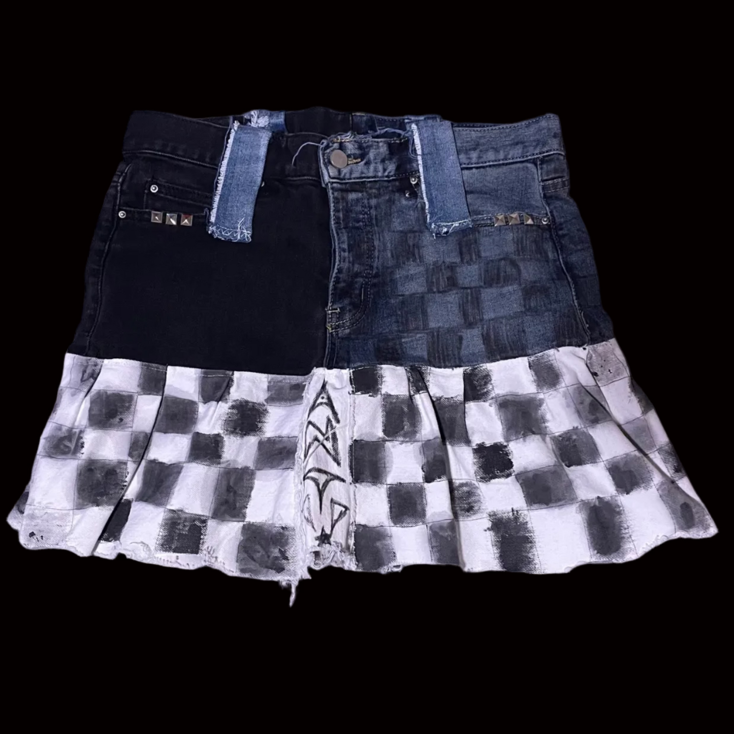 Checkerboard Pleated Skirt