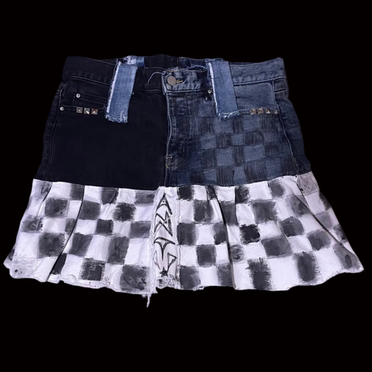 Checkerboard Pleated Skirt